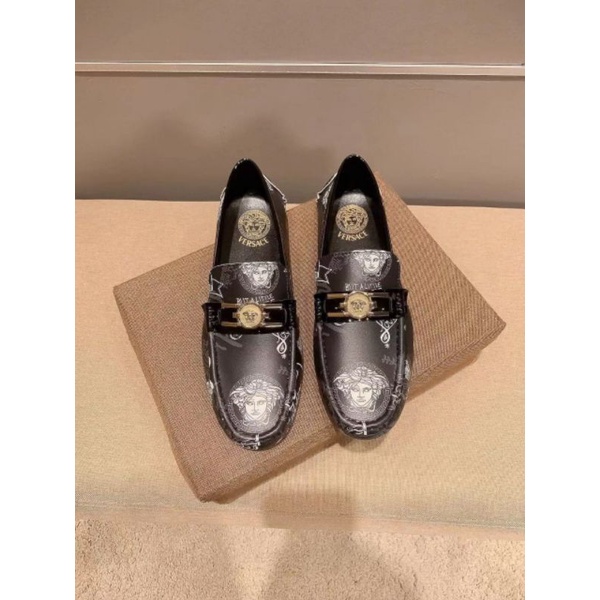 sepatu loafer vers4ce pria slip on cowok mirror men shoes top moccasin