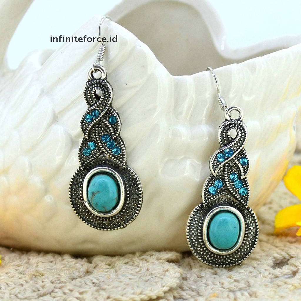 Kalung Anting Turquoise Gaya Vintage Retro Untuk Perhiasan