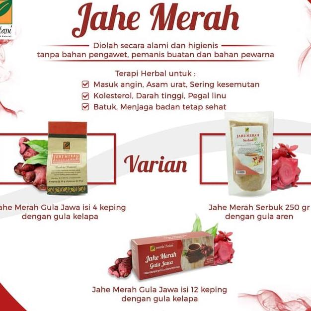 

JAHE MERAH GULA JAWA ISI 12 KEPING SERAMBI BOTANI