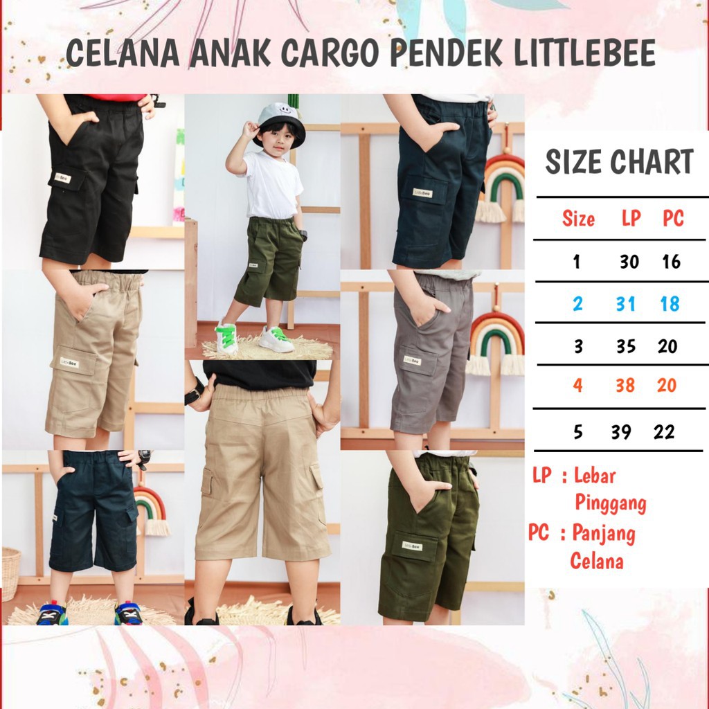 Celana Anak Cargo Pendek Littlebee Catton Stretch Celana Pendek Murah Super Premium