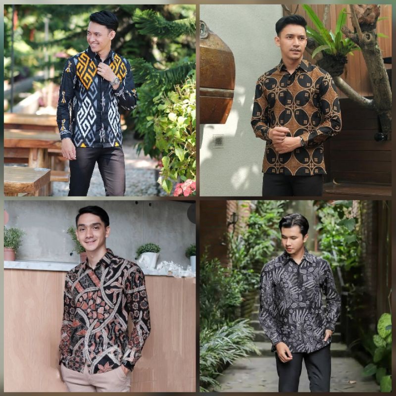 BATIK OFFICIAL Kemeja Batik Pria Modern Lengan Panjang Casual Modis Slim Fit Trendy Masa Kini Modern