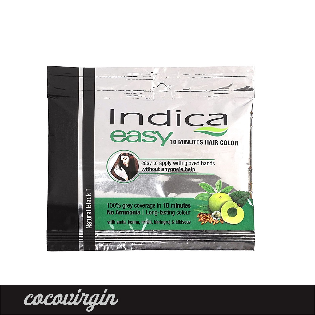 Jual Indica Easy 10 Minutes Herbal Hair Color Shampoo Base Natural Black |  Shopee Indonesia