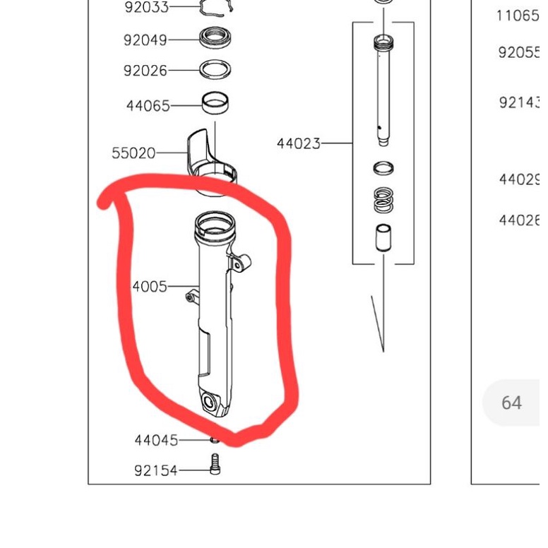 tabung shock bottom shock depan new ninja 250 fi 250 fi new kiri original