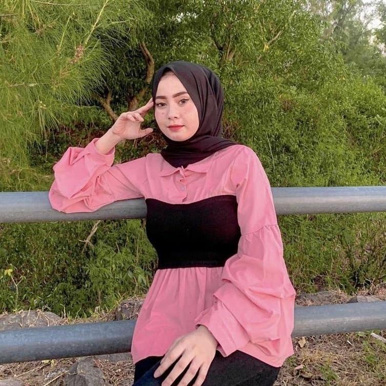 "BRA.10Jn22ᴸ" Olive Top Atasan Blouse Korean Style Fashion Remaja Muslim
