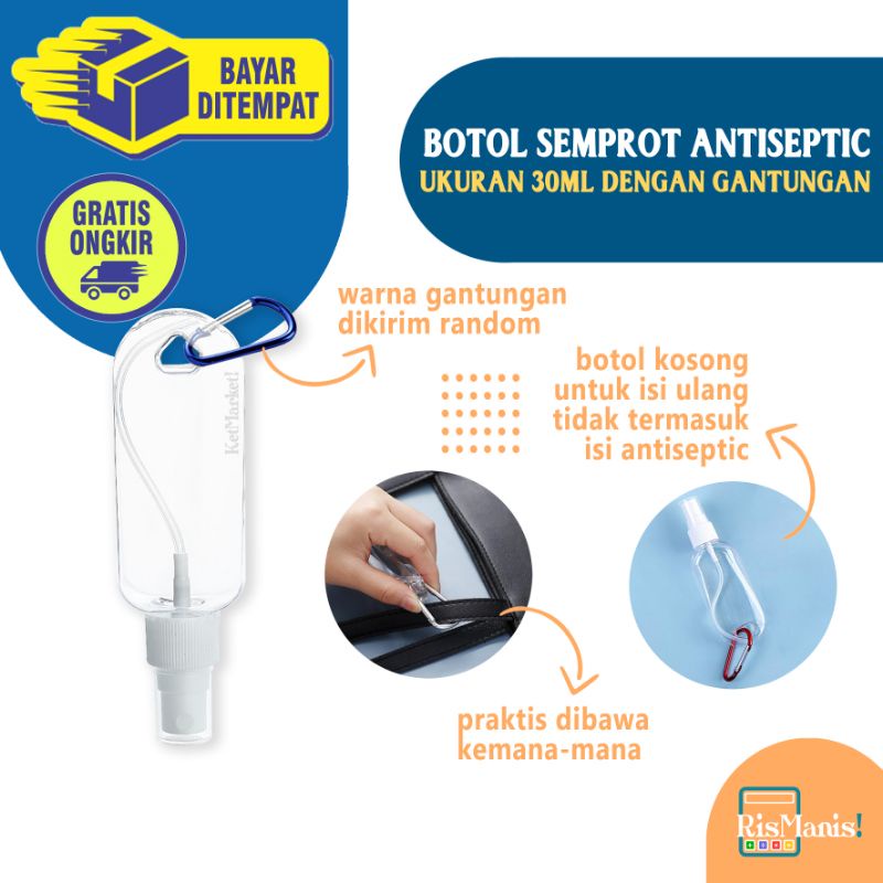 TRAVEL SANITIZER SPRAY BOTTLE - Botol Plastik Isi Ulang Gantung Semprot Antiseptic Cair Lotion Serum