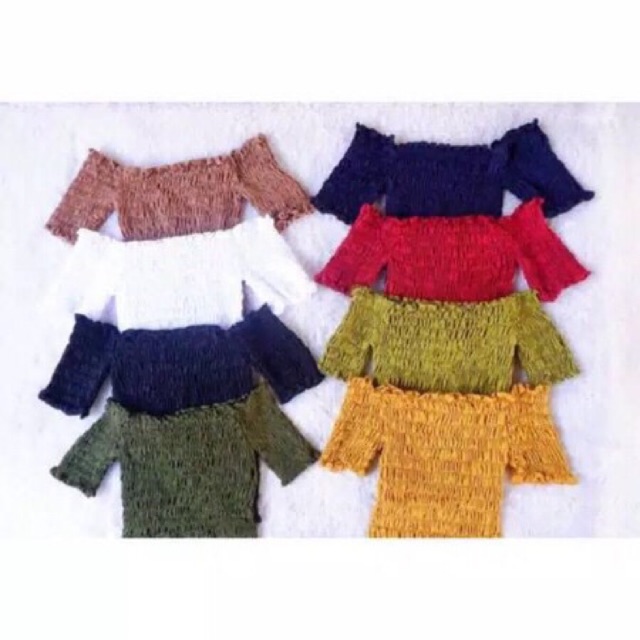 Atasan sabrina kerut - crop sabrina kerut