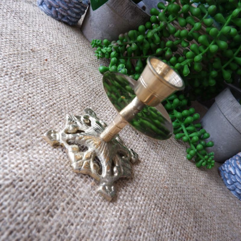 TEMPAT LILIN KUNINGAN PANJANG BENTUK AKAR AKSESORIS RUANGAN KOLEKSI BARANG ANTIK PAJANGAN RUMAH COD
