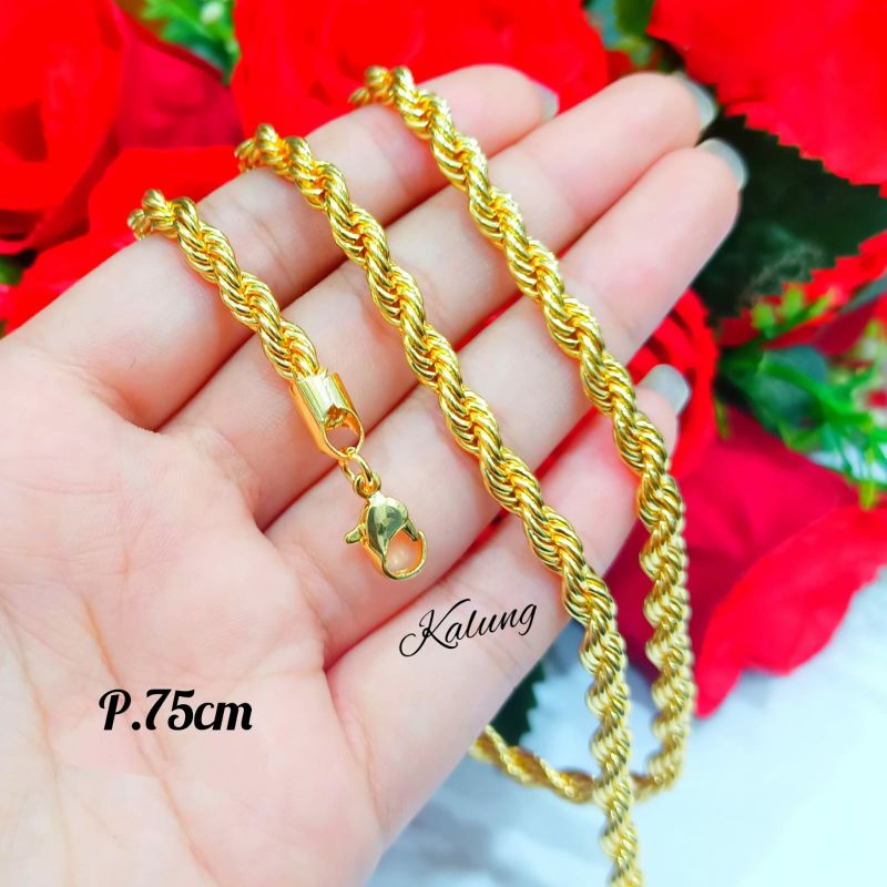 Kalung Tambang TITANIUM perhiasan Anti karat&amp;Anti luntur varian ukuran Trendy