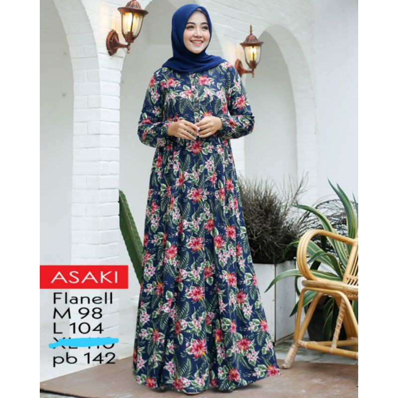 gamis cantik wanita linen dan flanel