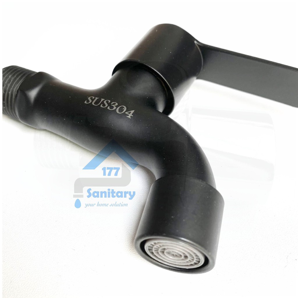 Kran air Tembok Hitam Stainless 304 Minimalis 30401A-Keran air taman BLACK kamar mandi bak faucet bathroom