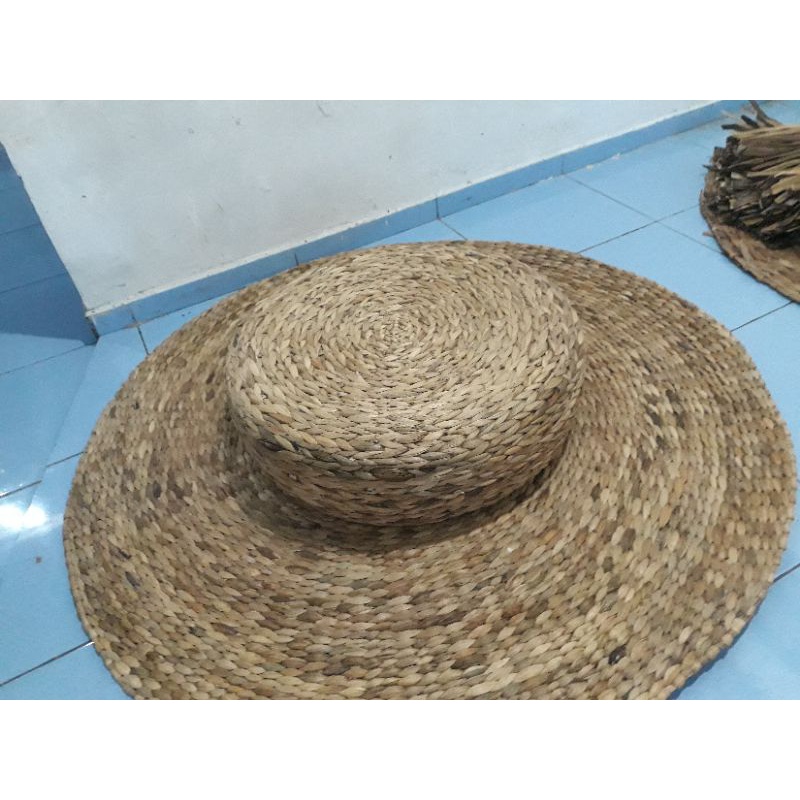 RUG BULAT ANYAMAN ECENG GONDOK / ECENG GONDOK MURAH DIAMETER 120CM / KARPET ANYAMAN BENTUK BULAT