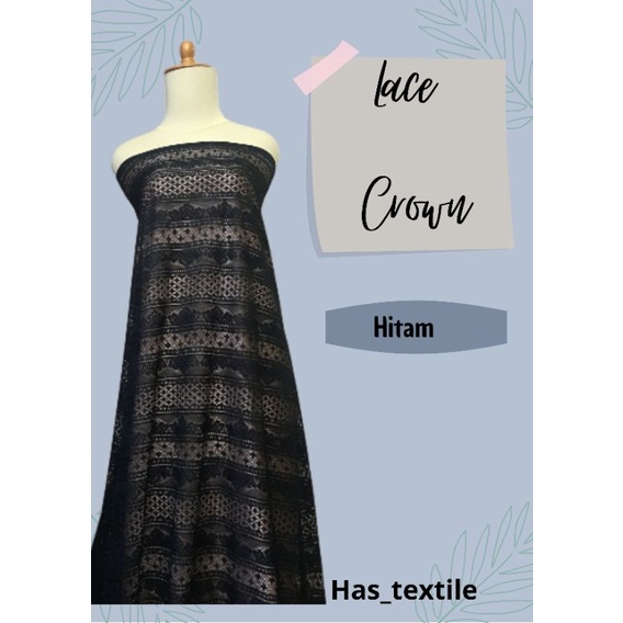 Kain Brokat Lace Vintage Crown warna Hitam
