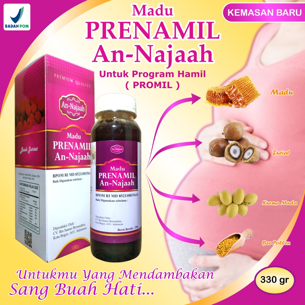 Madu PROMIL Zuriat Plus Kurma Muda Untuk Suami Dan Istri / Madu Kesuburan Ganti Kemasan Madu Prenami