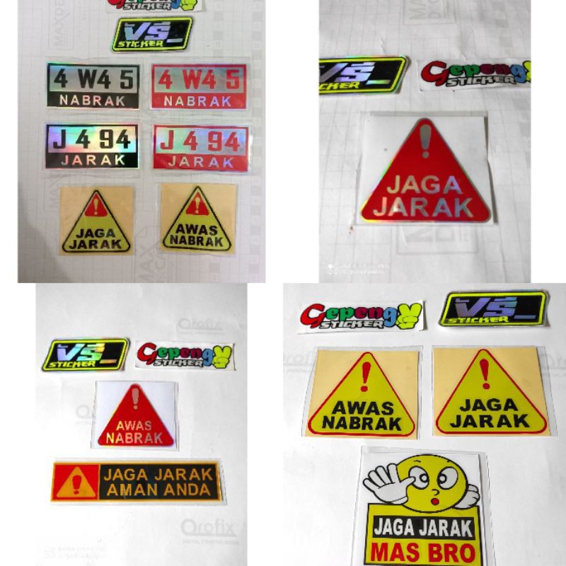 

sticker cutting motor mobil jaga jarak awas nabrak hologram termurah