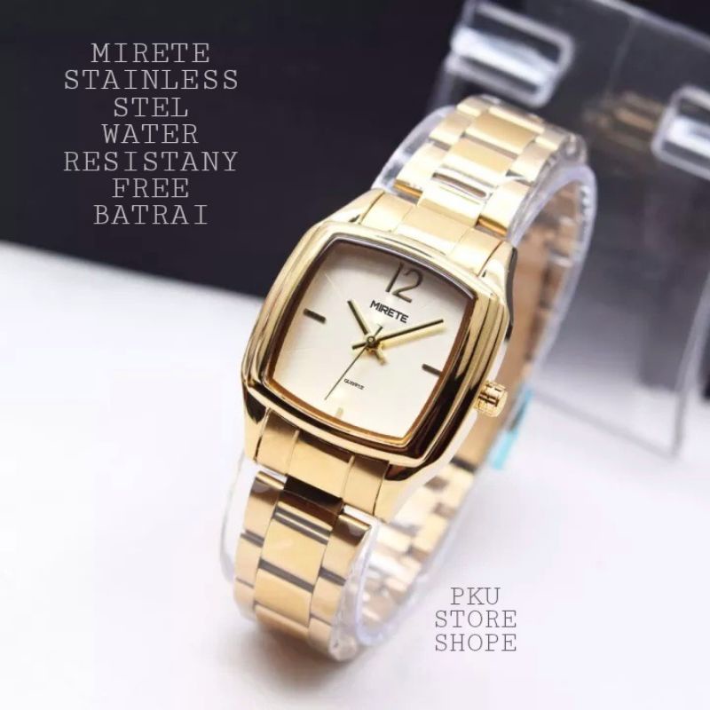 JAM CEWEK BEST SELLER RANTAI STAILES STEL TAHAN AIR JAM TANGAN KASUAL WANITA MIRETE ORIGINAL WARNA SILVER AM TANGAN CEWEK