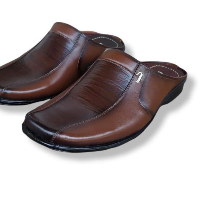 Sepatu Selop Kulit Pria Bustong Sandal Slop Kulit ,,