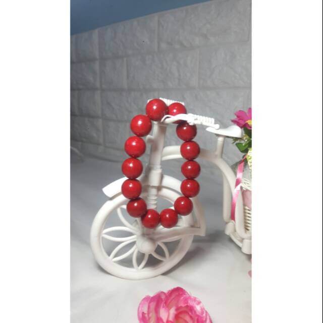 Gelang batu Akik Marjan (Red Colar) 16-18'mm 100% ASLI ORIGINAL