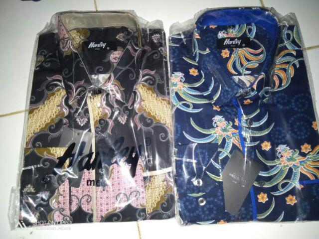 Baru! Batik Pola Tangan Panjang 2 Warna Abu Tua