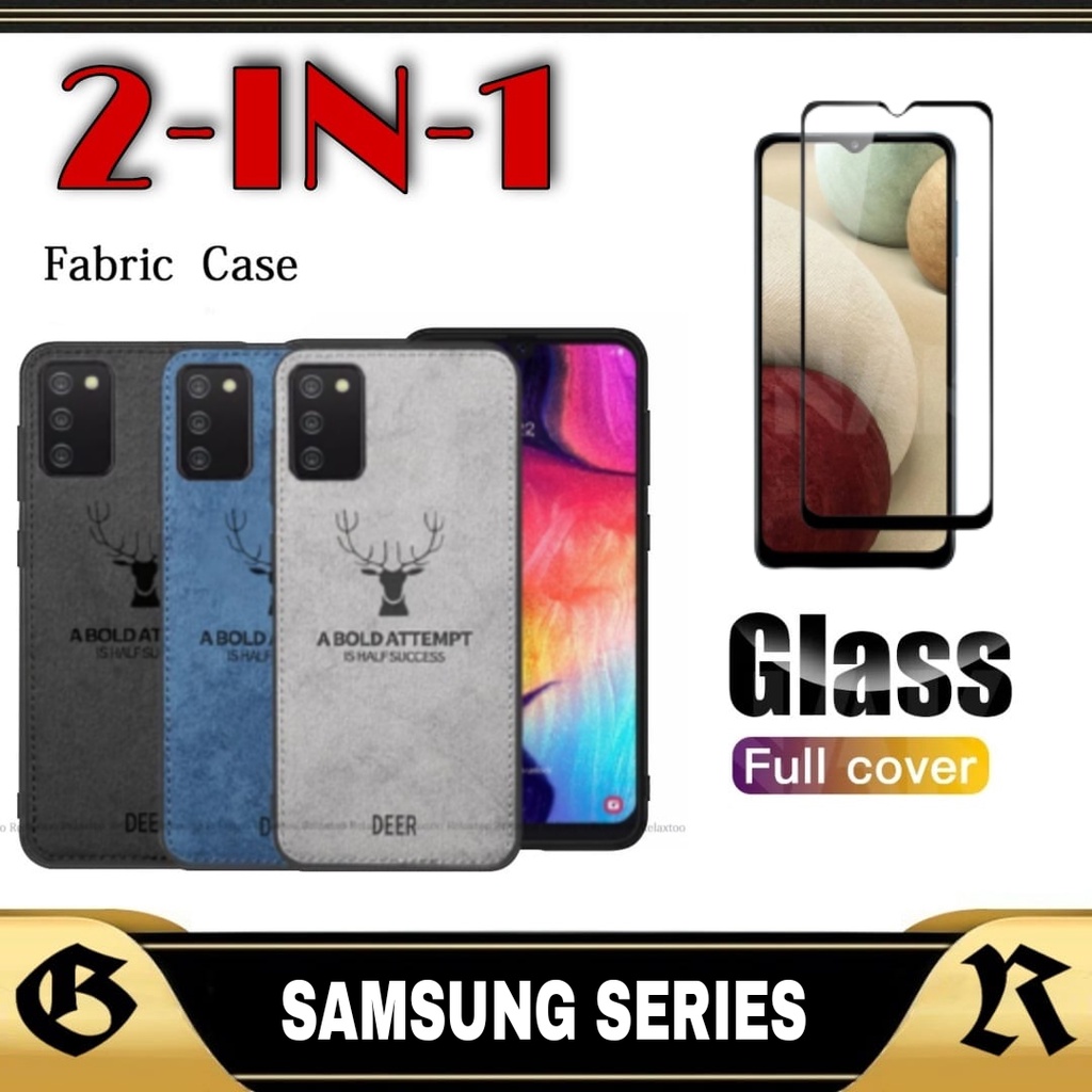 Case Samsung A03s M03s A02s M02s A02 M02 M52 5G Softcase Casing DEER Motif Canvas Bonus Tempered Gla