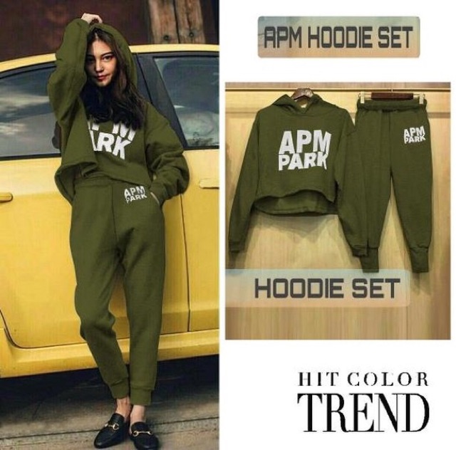 Ms Set APM / Stelan wanita hiphop / Stelan hoodie wanita