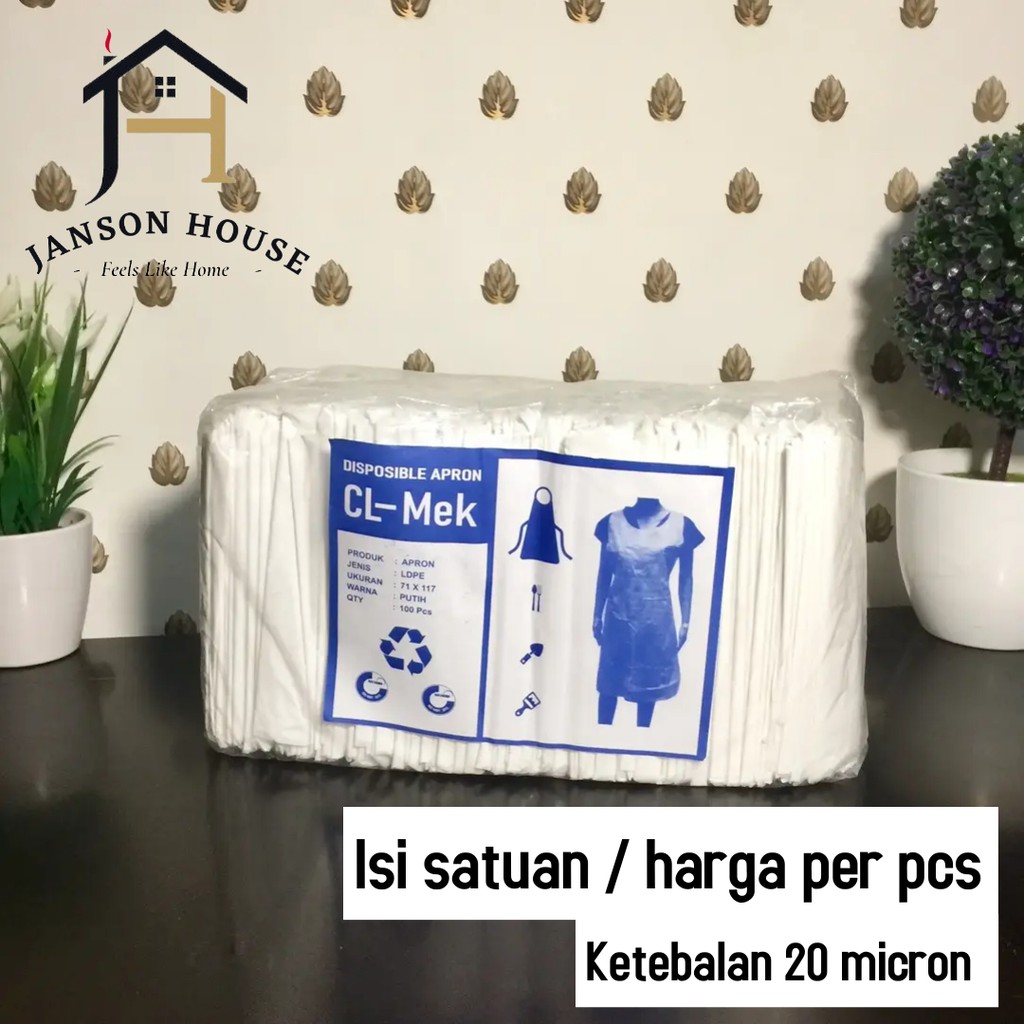 Apron Celemek Plastik LDPE / Apron Medis APD Disposable Sekali Pakai Satuan