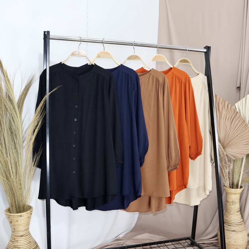 KARA.ID AMANDA Blouse Oversize - Blouse Kemeja Wanita - Atasan Wanita Rayon Twill Premium