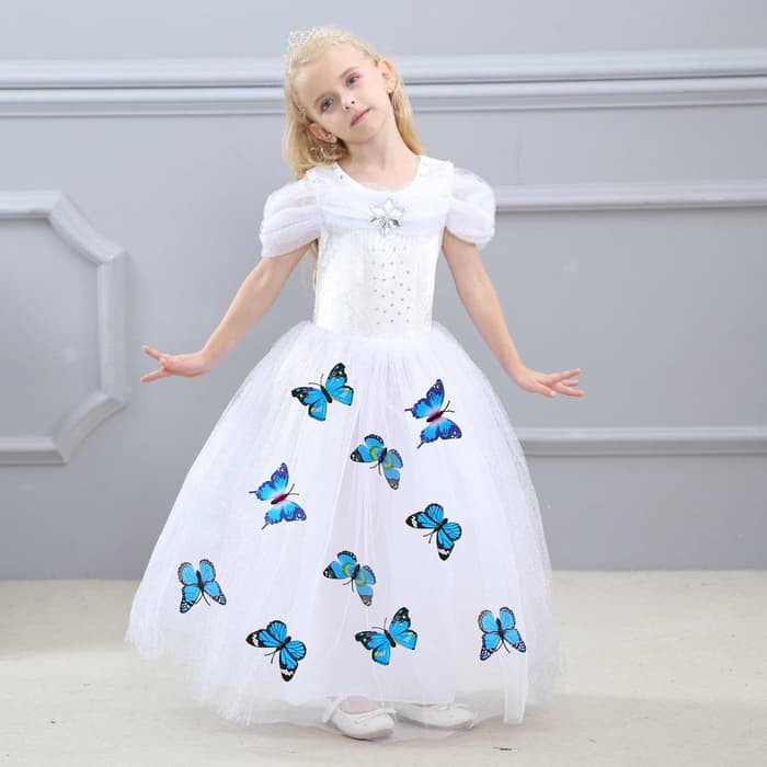 Dress Baju Kostum Gaun Princess Putri Cinderella Putih Tangan Pendek Shopee Indonesia