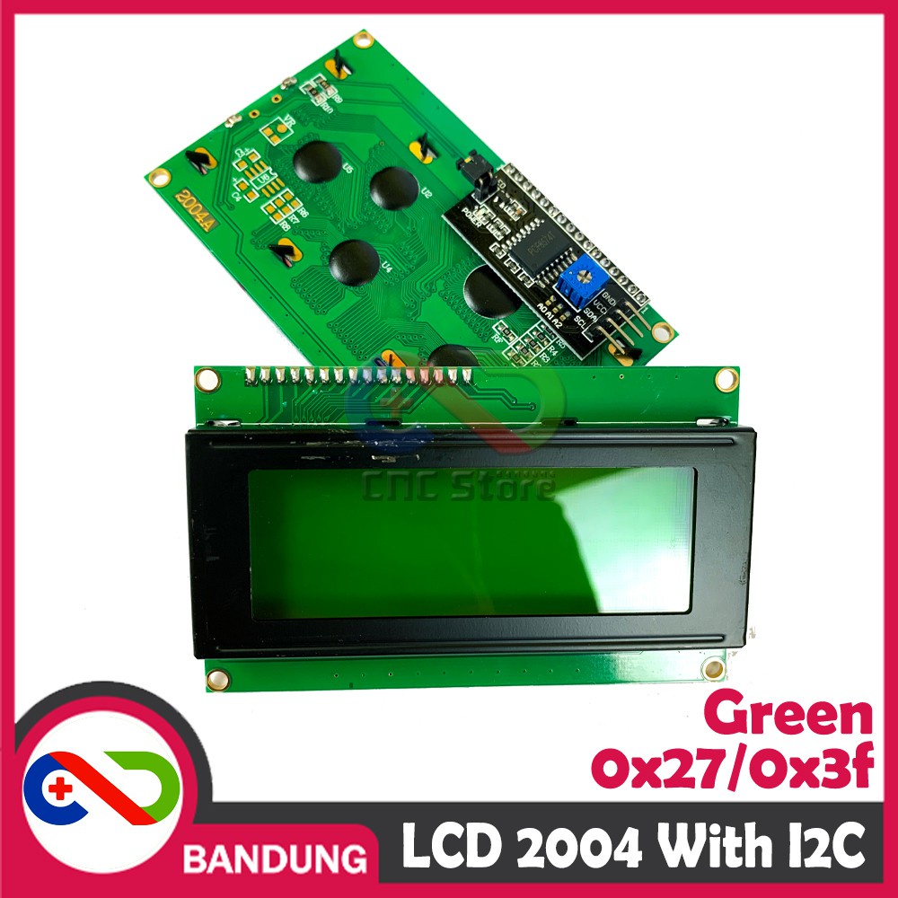 LCD CHARACTER 20X4 2004 5V GREEN HJAU BACKLIGHT MODULE + I2C MODULE