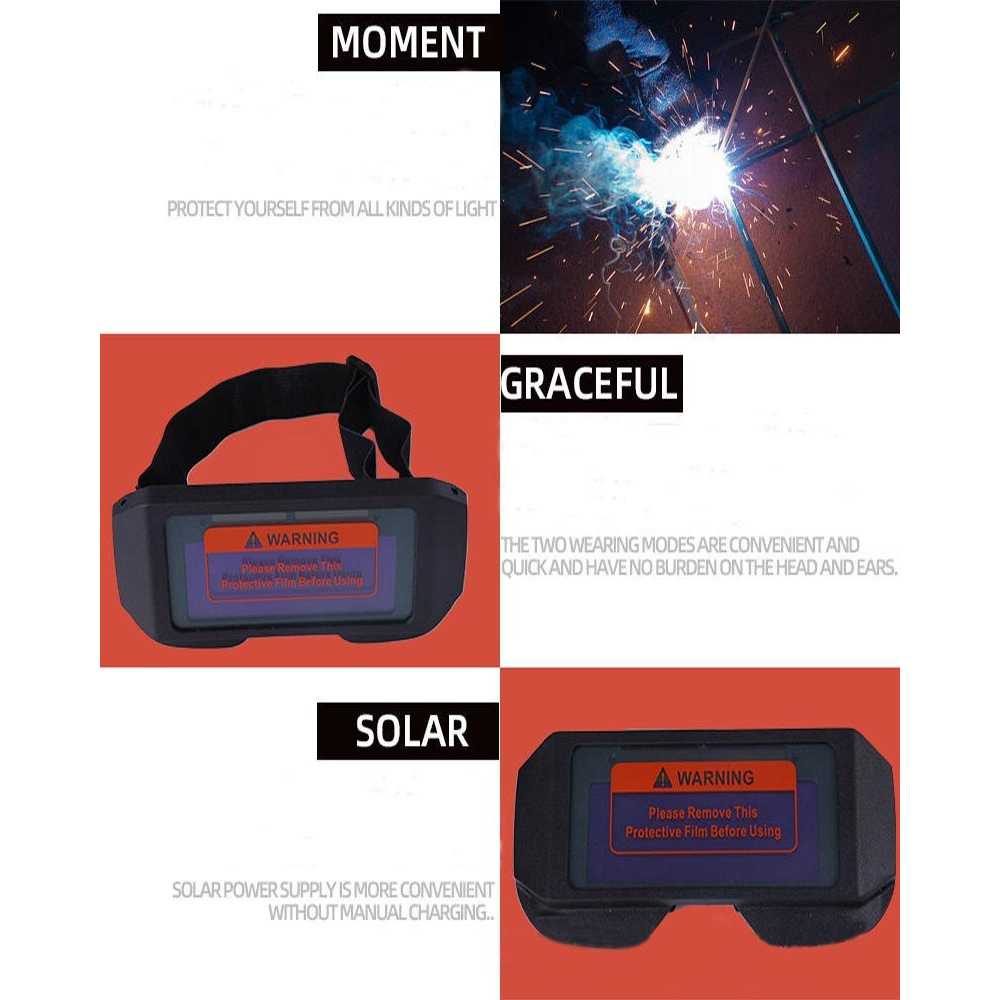 Kacamata Las Otomatis Auto Darkening Soldering Googles / Kacamata Las Bor Listrik Otomatis Gelap Terang Hitam Bening Anti Uv Radiasi Silau Auto Dark Darkening Kdk Digital Dual Glass Gaya Safety Keren Buka Tutup Pria Bagus / Kacamata Pelindung Las Listrik