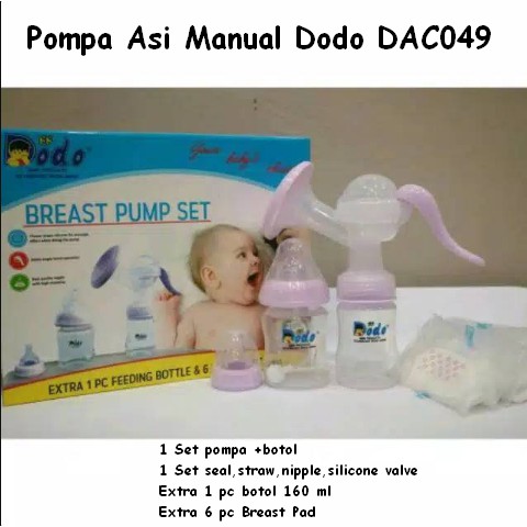 Dodo Manual Breast Pump Pompa Asi Extra Botol dan Free Breastpad DAC049