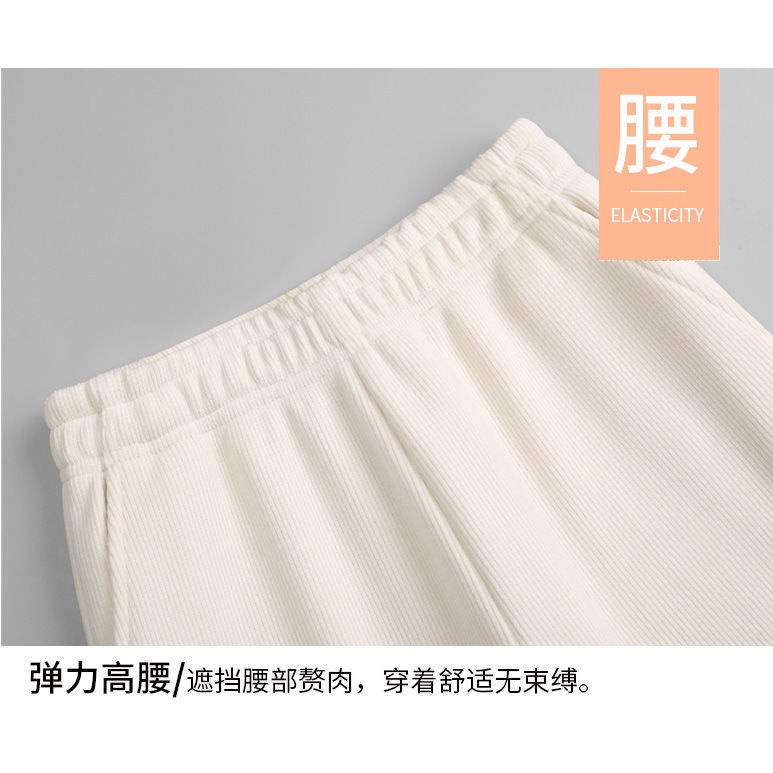 impor celana chenille wide leg wanita bulu hitam lurus celana korduroi drape kasual*-*&amp;