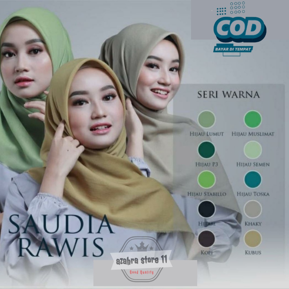 Hijab Segi Empat Saudia Rawis  Polos | segi empat polos buat sekolah