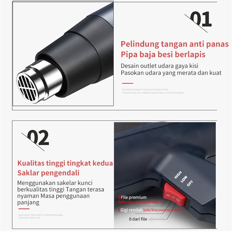 Reaim Heat Gun HGA-2000 Air Mesin Pemanas Pistol Angin Panas  Hot Gun Hot Air Gun Heat Gun Hijau Pemanas Skotlet Pemanas Skotlet