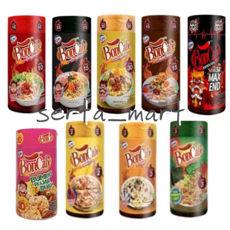 

Bon Cabe Botol - BonCabe Sambal Tabur Nori /Abon Sapi / Teri / Rujak Buah / Level 10 15 30 Max End