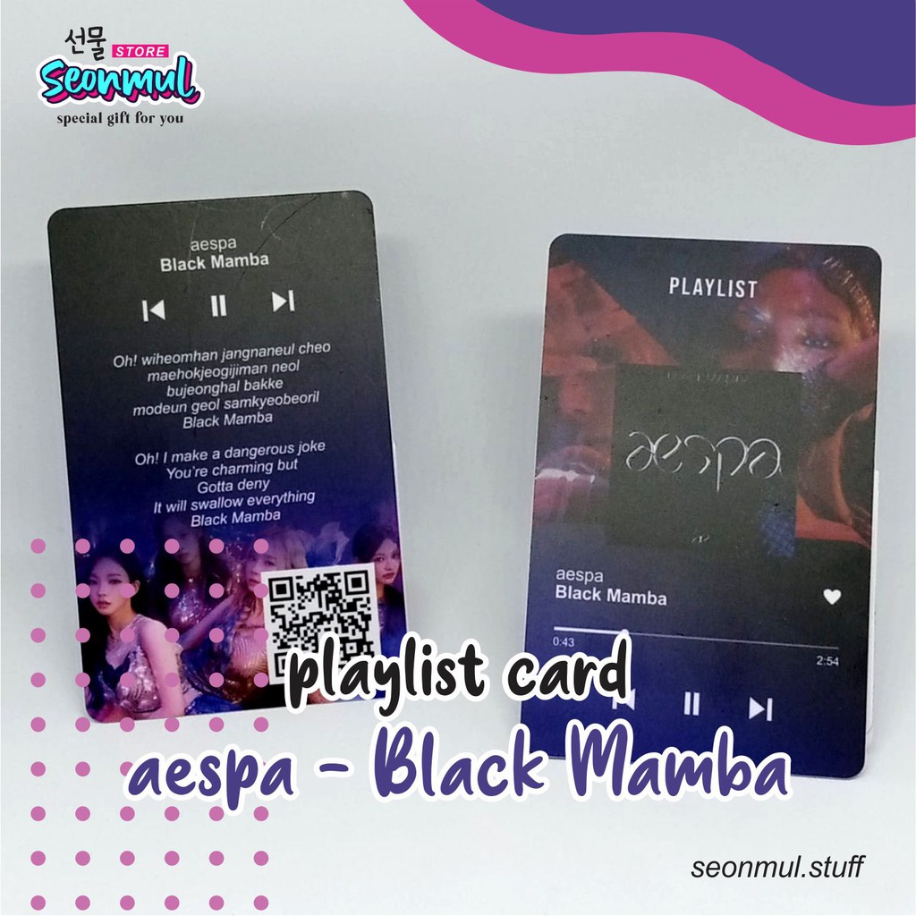 PLAYLIST CARD [BARCODE YOUTUBE] AESPA BLACK MAMBA - TRACKLIST KPOP