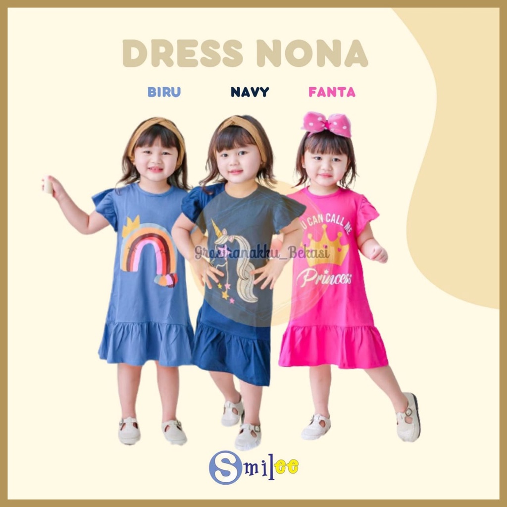 Dress Anak Smilee Nona Mix Motif size 1-5 Tahun