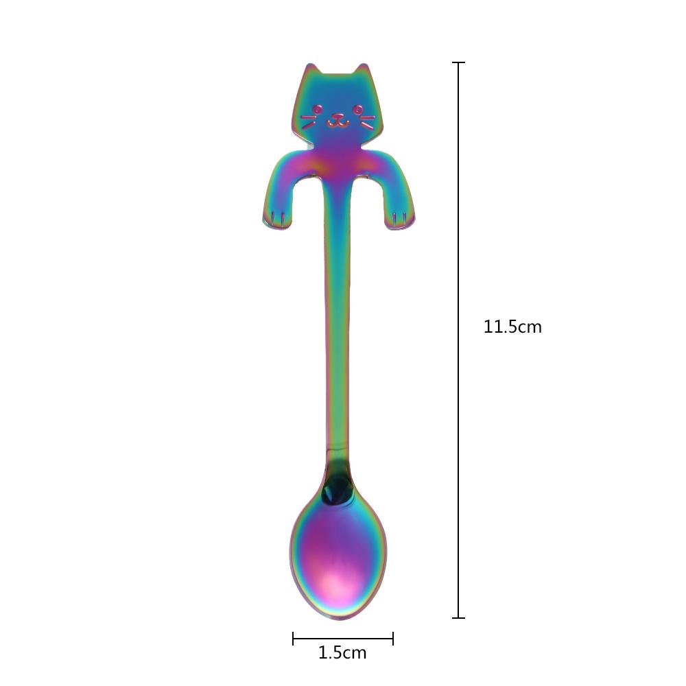 Solighter 1/2pcs Sendok Kucing Lucu Home Living Flatware Dinnerware Gagang Panjang