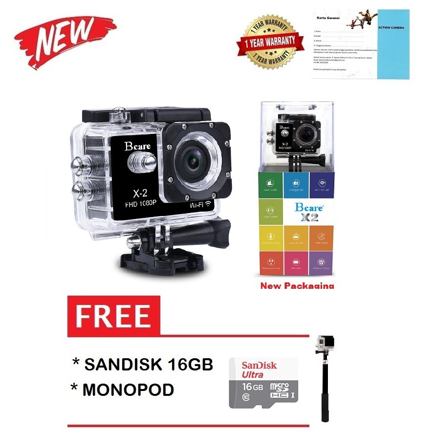 Bcare Action Camera B Cam X 1 12 Mp Full Hd 1080p Hitam 