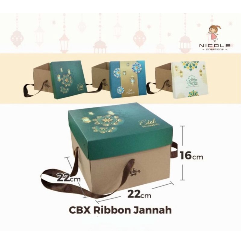 

Dus / Box kue Lebaran 22x22x16cm + pita tenteng 1set