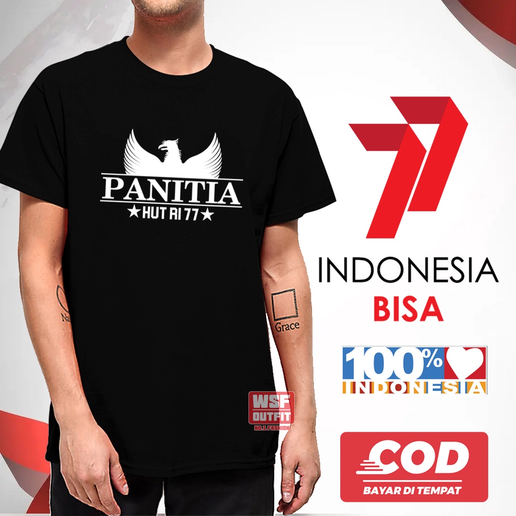WSF Kaos HUT RI 77th INDONESIA | Kaos KEMERDEKAAN | Kaos 17an Kaos INDONESIA Tshirt DISTRO Gambar Ke