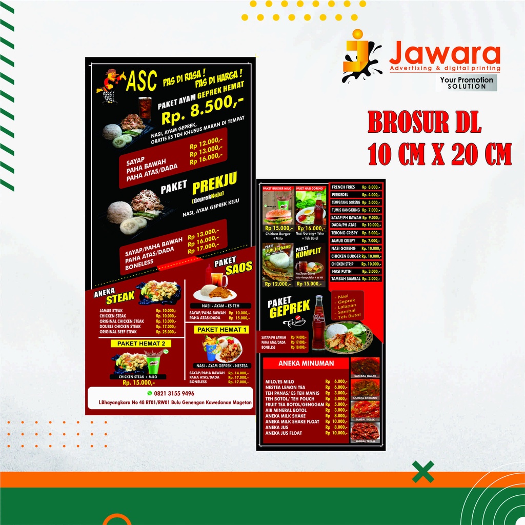 

Brosur Ayam Geprek 10 x 20 cm Custom Murah PONOROGO,MAGETAN,NGAWI,MADIUN,TULUNGAGUNG,PACITAN, JAWARA PRINT