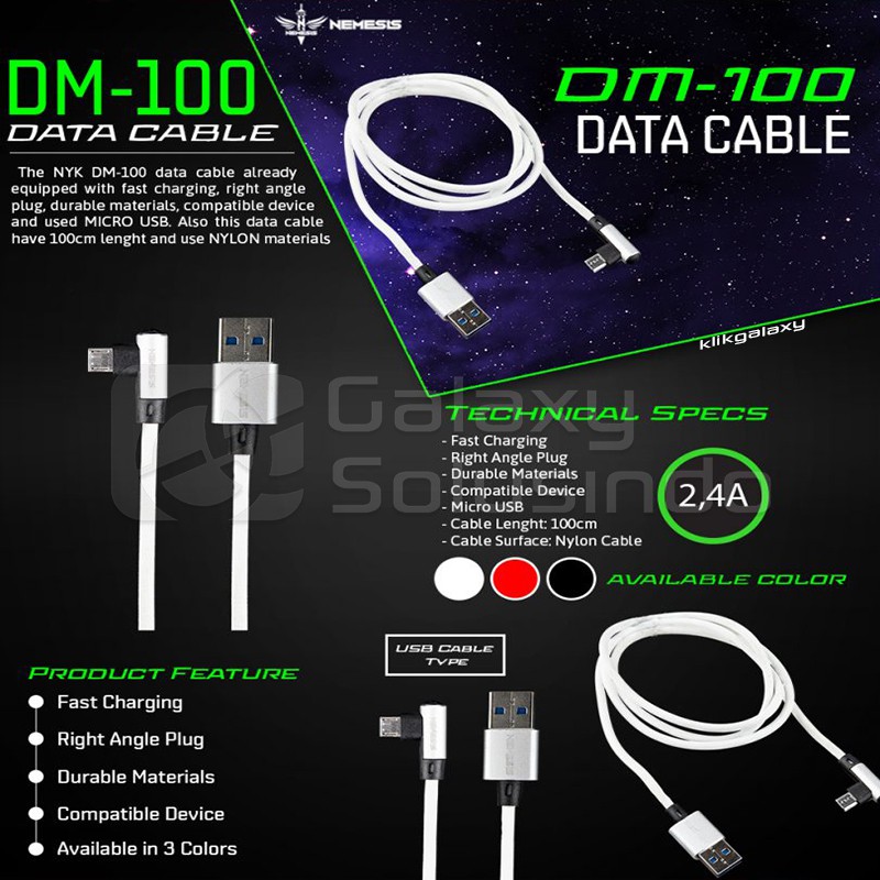 NYK Nemesis DM100 Cable Data Micro USB Fast Charging - 1 Meter