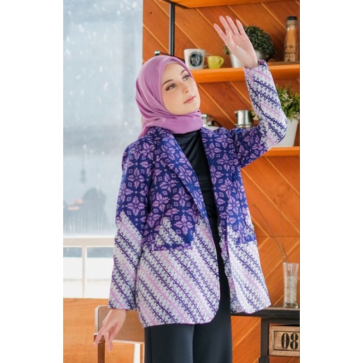 Sabrina blazer blazer batik kekinian full trikot batik kerja kantor