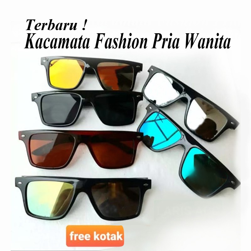 Terbaru Kacamata PWG Kotak Pria Wanita Kacamata Hitam kacamata fashion Sunglasses Aviator Free Case