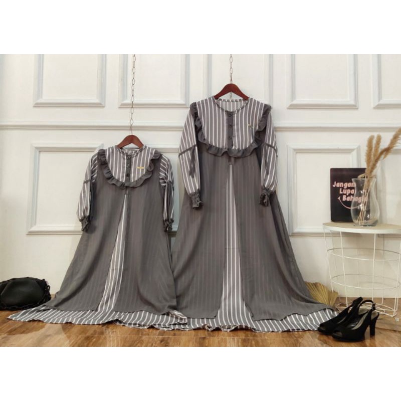 GAMIS COUPLE SYAKILA OUTER IBU ANAK/gamis couple 2 In 1 set Outer