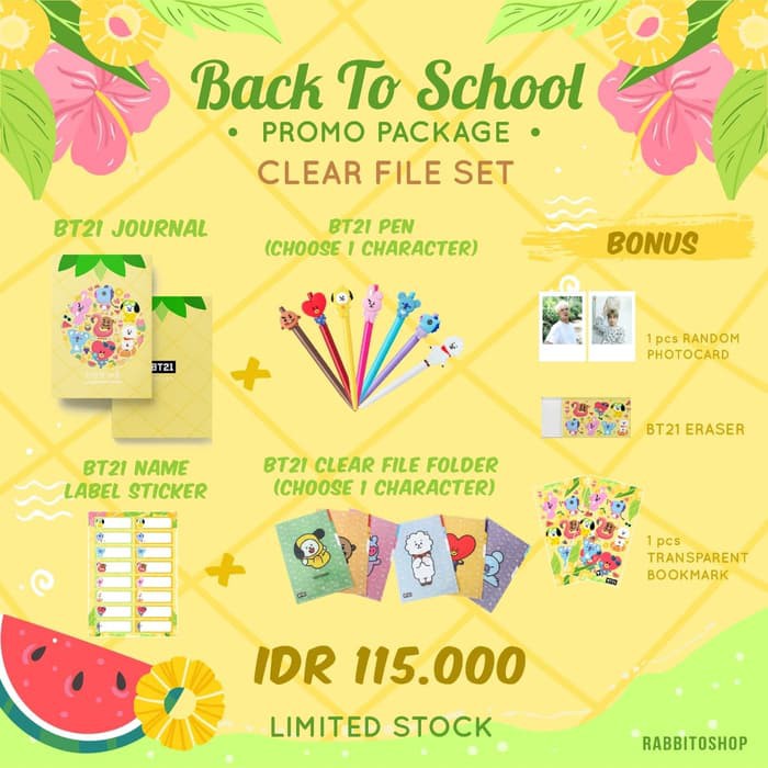 

BT21 BACK TO SCHOOL CLEAR FILE SET / BTS NOTEBOOK + PEN