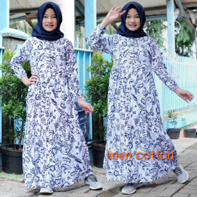 Baju gamis anak perempuan linen cotton