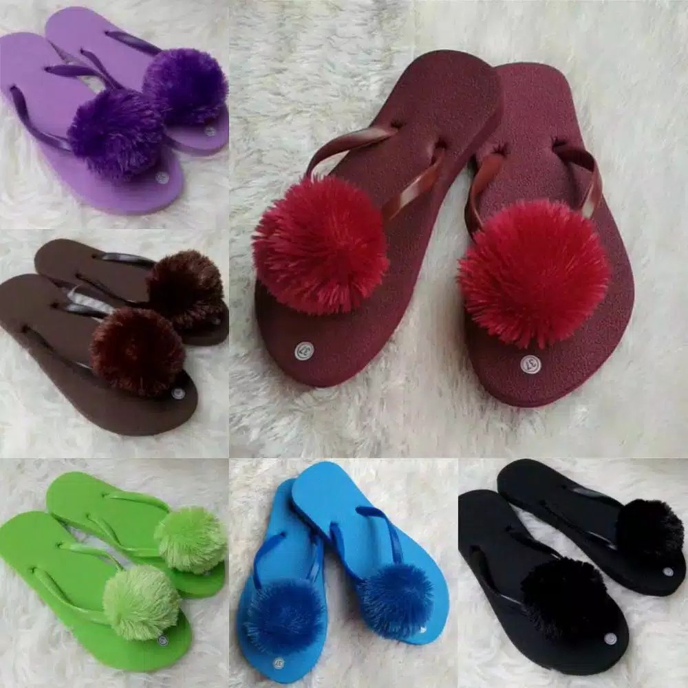 Sandal Promo japit  pompom new