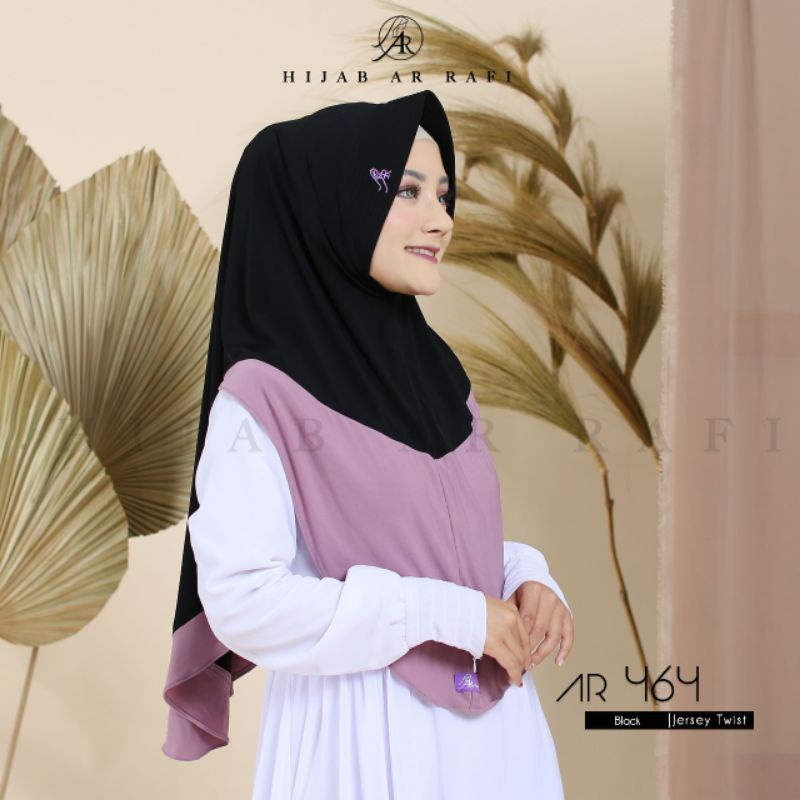 Hijab Arrafi AR 464 Bergo Jilbab Kerudung Tudung Kudung Instan Syari Balck