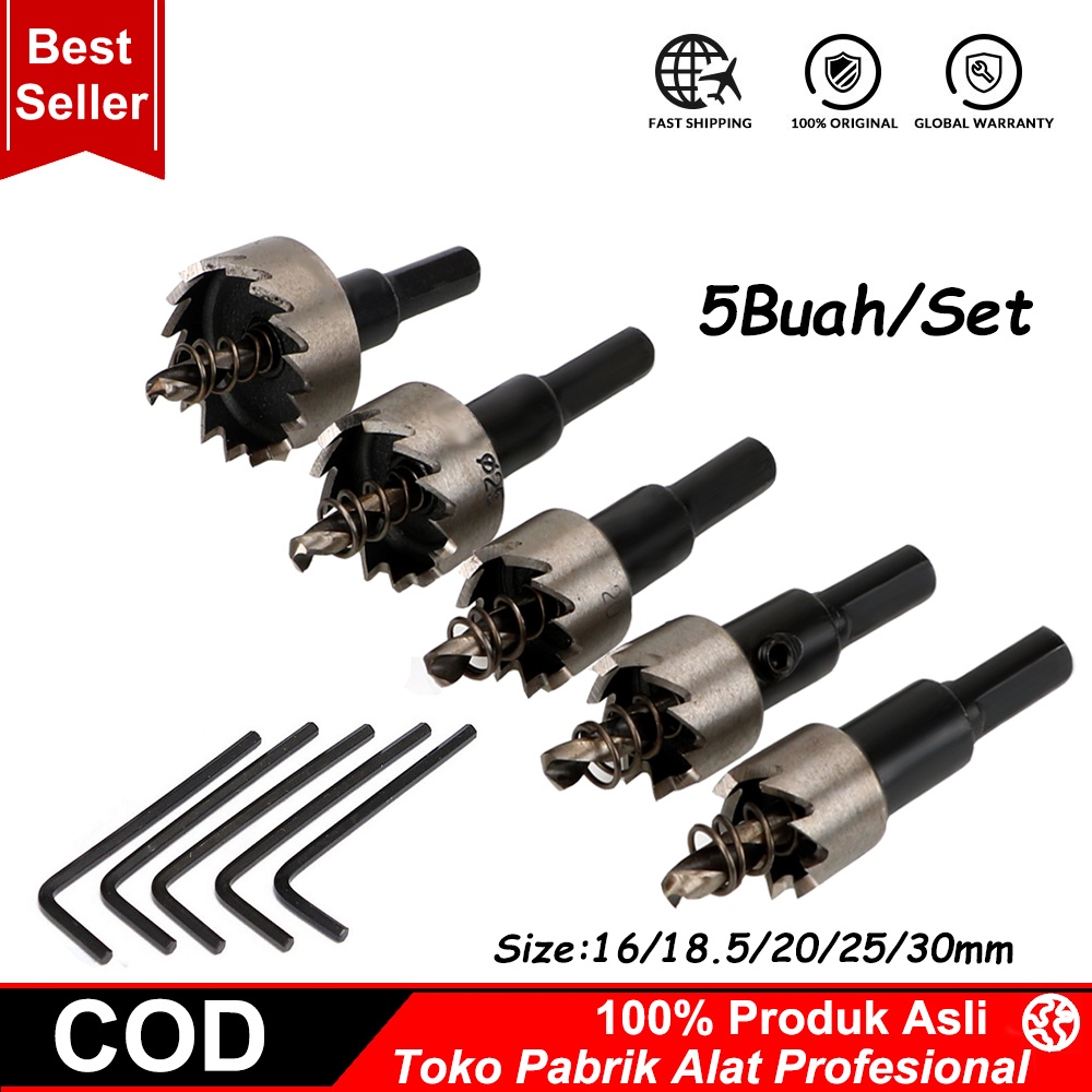 Mata Bor Besi Baja Asli 1 Set Bulat Hole Saw Carbide 5 Pcs 10 Pcs - Melubangi Plat Besi Tebal dengan Mudah